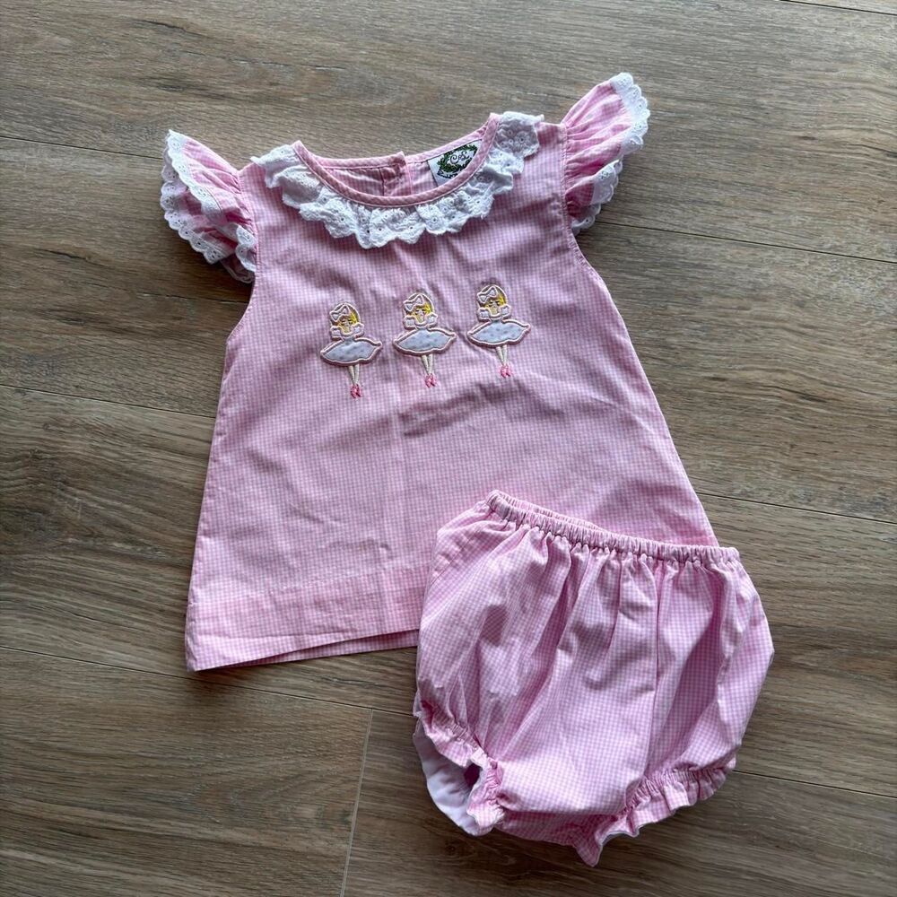 Smocked Threads Cecil & Lou Pink White Gingham Dress Girls 3T Ballerinas Preppy